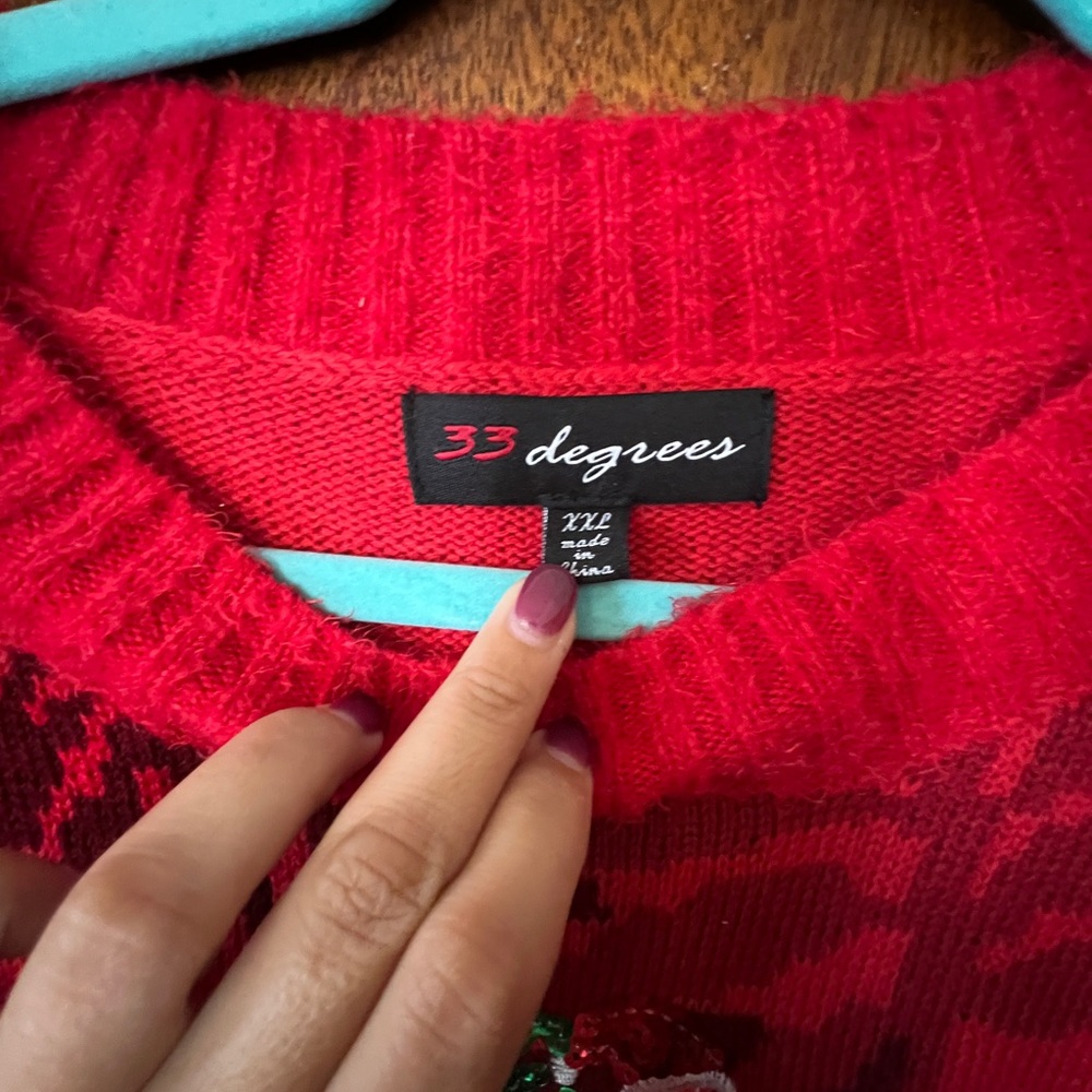 33 Degrees Red Festive Women's Sweater - Picture 2 of 3